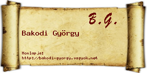 Bakodi György névjegykártya